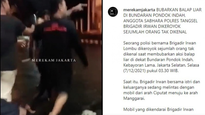 Seorang anggota Sabhara Polres Tangerang Selatan dikeroyok di Pondok Indah.