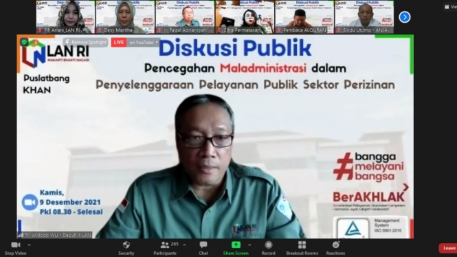 Diskusi Publik yang diselenggarakan Puslatbang LAN secara daring (9/12)