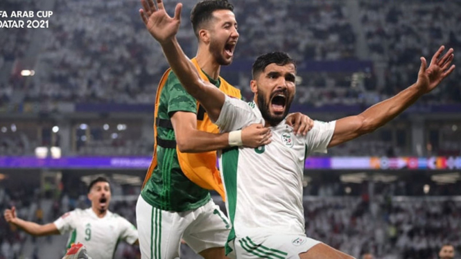 Selebrasi pemain Al Jazair di FIFA Arab Cup 2021