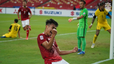 Witan Sulaeman berselebrasi saat Timnas Indonesia hancurkan Malaysia
