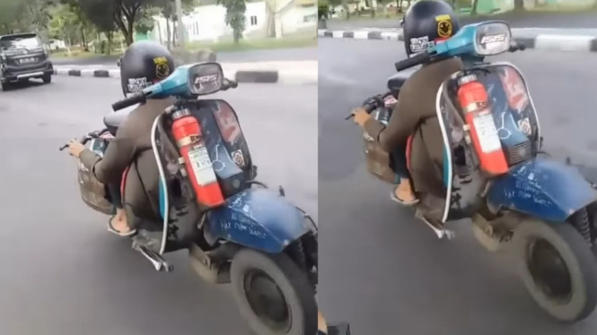 Viral Vespa Unik Jalannya Mundur
