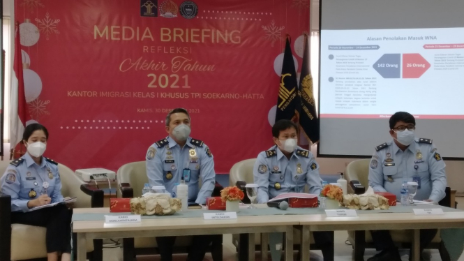 Konferensi pers Kantor Imigrasi Kelas I Khusus TPI Soekarno-Hatta