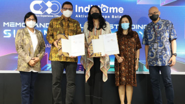 Penandatanganan MoU CXO Media & IndiHome di Jakarta, Rabu (29/12).