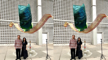 Karya "Linking" asal seniman Taiwan Dikunjungi Wakil Kepala TETO Chen Sheng Peng dan Kurator Sandy Lo.
