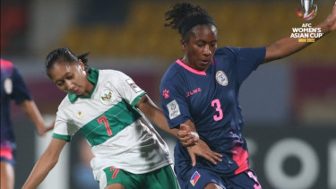 Pertandingan Piala Asia Wanita 2022 antara Filipina vs Indonesia. 