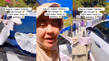  Viral, Jemur Pakaian Dalam di Atas Mobil
