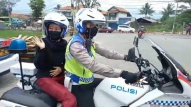 Ibu Hamil naik moge polisi