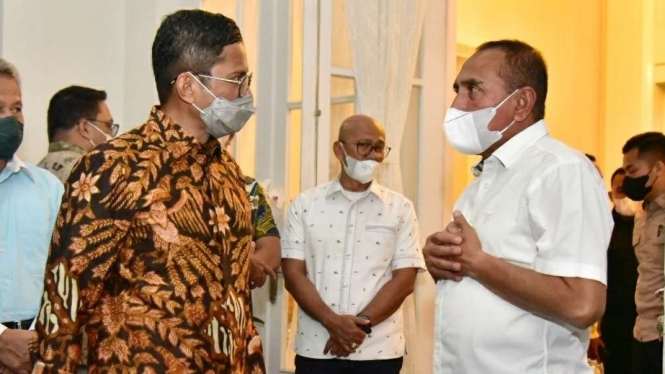 Wamen BUMN I, Pahala Mansury dan Gubernur Sumut Edy Rahmayadi.