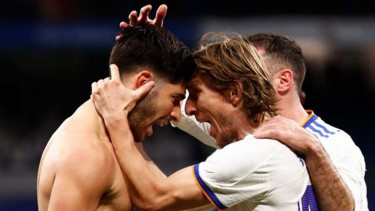 Pemain Real Madrid merayakan gol
