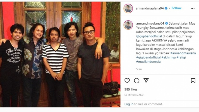 Armand Maulana tulis ucapan duka untuk Youngky Soewarno