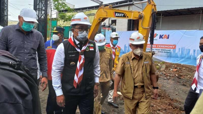Gubernur Jawa Barat Ridwan Kamil ground breaking underpass Depok