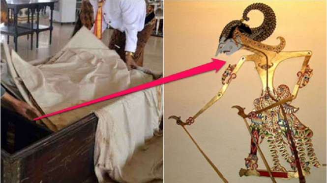 Wayang jimat Arjuna atau Janoko dari kulit manusia 