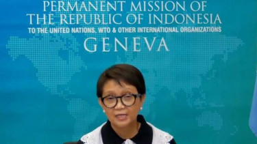 Menteri Luar Negeri Retno Marsudi konferensi pers dari Jenewa