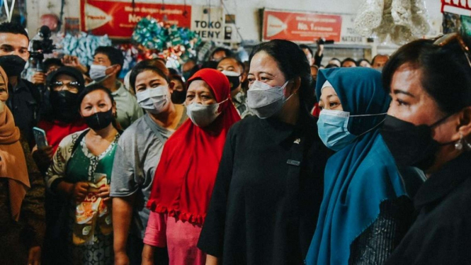 Puan Maharani di Pasar Tambahrejo, Kota Surabaya Jawa Timur