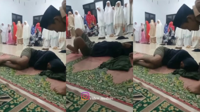 Viral Pria Dibangunkan Tidur Jadi Tontonan Jemaah Salat