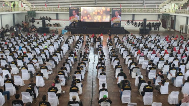 Relawan pendukung Jokowi berkumpul di Blora, Jawa Tengah.