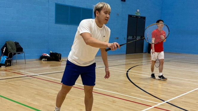 Latihan atlet bulutangkis Indonesia jelang All England Open 2022