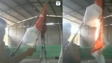 Viral Video Emak-emak Bakar Bendera Indonesia