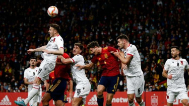 Duel Timnas Spanyol vs Albania.
