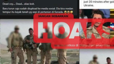 Tangkapan layar (screenshot) unggahan di Facebook dengan narasi bahwa penembak jitu paling mematikan dari Kanada yang bertempur di Mariupol, Ukraina, tewas dibunuh Rusia hanya dalam waktu 20 menit.