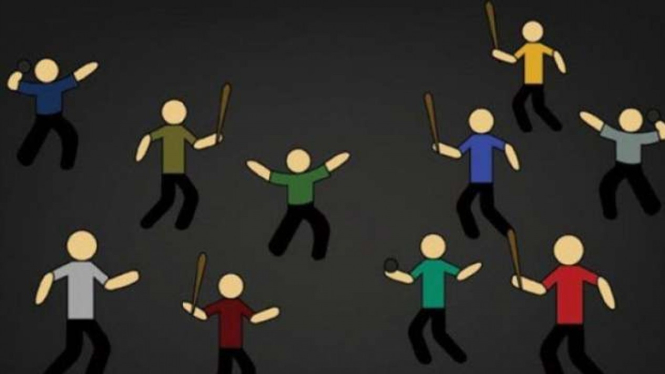 Ilustrasi tawuran remaja di Jakarta.