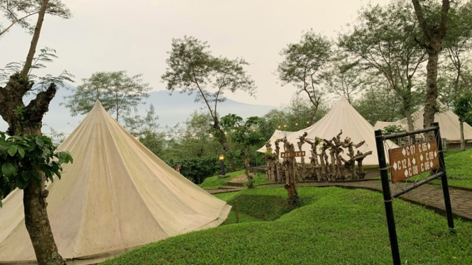 Glamping dengan pemandangan pegunungan