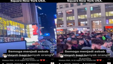 Salat terawih di Time Square New York