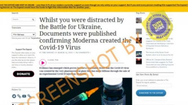 Tangkapan layar (screenshot) satu artikel di sebuah laman yang memuat informasi bahwa perusahaan farmasi Moderna yang belakangan diketahui menciptakan virus corona penyebab pandemi Covid-19 di dunia.