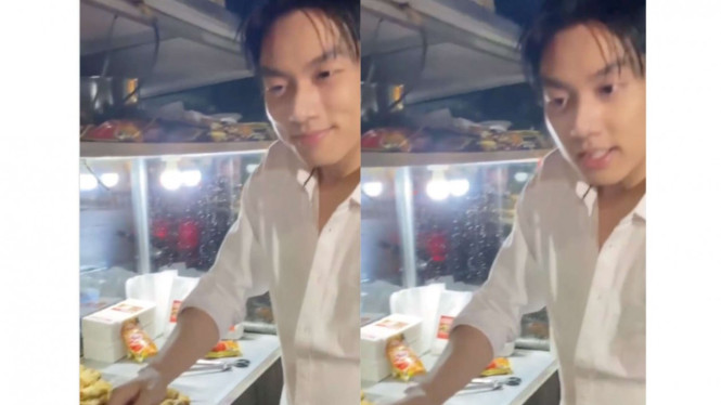 Penjual gorengan tampan mirip Oppa Korea