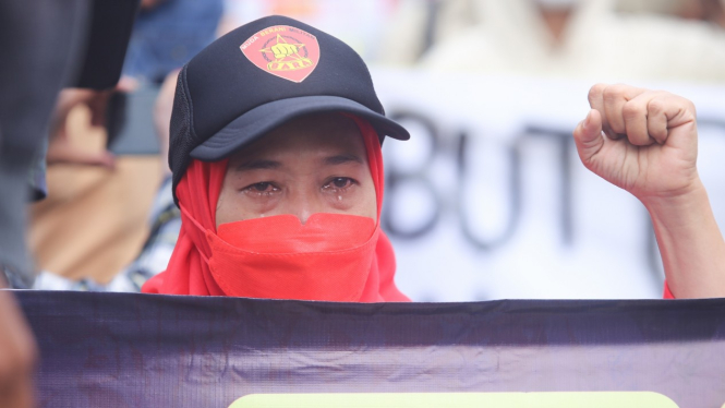 Foto ilustrasi Aksi demo elemen masyarakat depan DPR-RI.