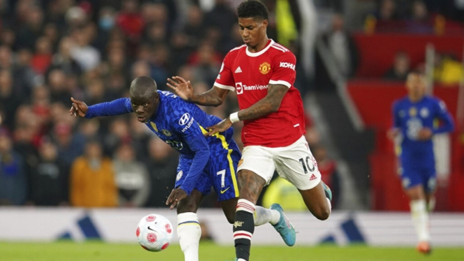 Marcus Rashford saat Manchester United vs Chelsea