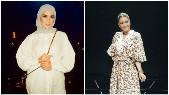 Kolase foto Mulan Jameela dan Maia Estianty
