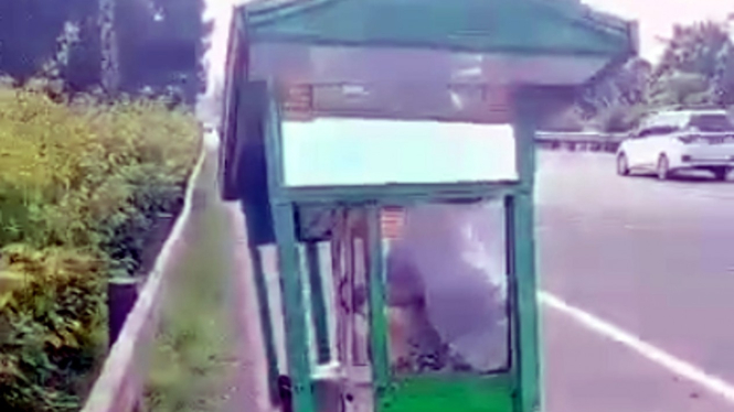 Tukang bakso masuk ke jalan tol.