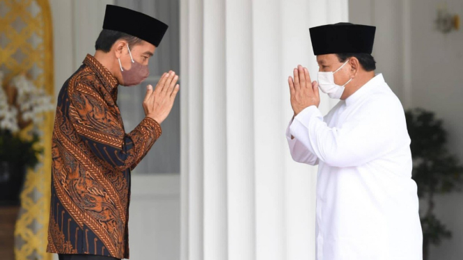 Ketua Umum Partai Gerindra Prabowo Subianto temui Presiden Jokowi (kiri).