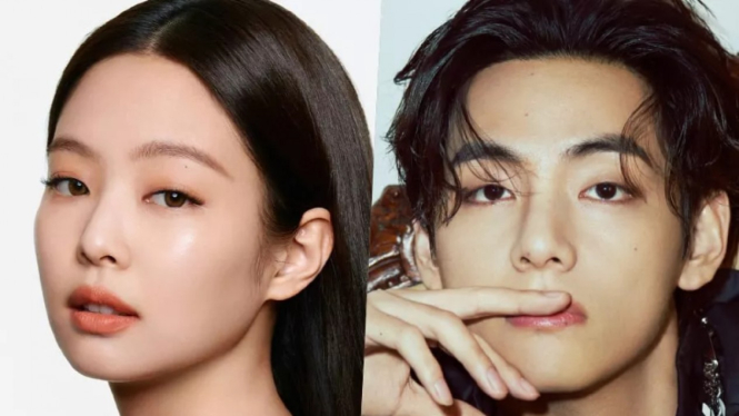 Jennie BLACKPINK dan V BTS.