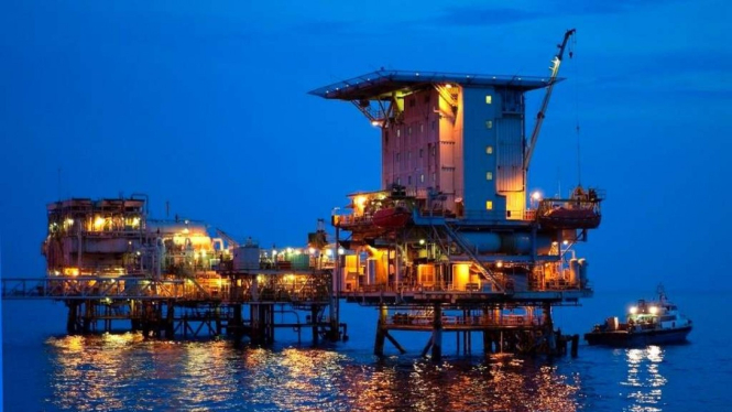 Ilustrasi Anjungan Lepas Pantai Pertamina Hulu Energi (PHE).