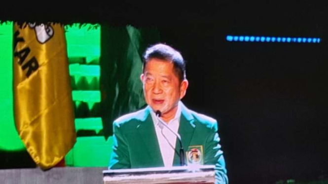 Ketua Umum PPP Suharso Monoarfa dalam acara silaturahmi KIB, Sabtu, 4 Juni 2022.