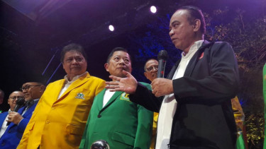 Ketua Umum PPP Suharso Monorfa saat acara KIB di Senayan.