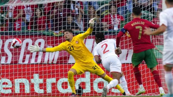Cristiano Ronaldo saat Portugal melawan Swiss
