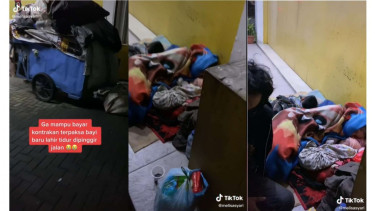 Tak mampu bayar kontrakan, ayah dan keluarganya tinggal di emperan toko