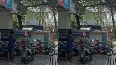 Viral Pria Baju Loreng TNI Palak Tukang Parkir Indomaret 