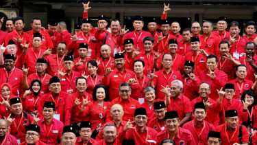 Kader PDIP saat rakornas di gedung sekolah PDIP, Lenteng Agung.