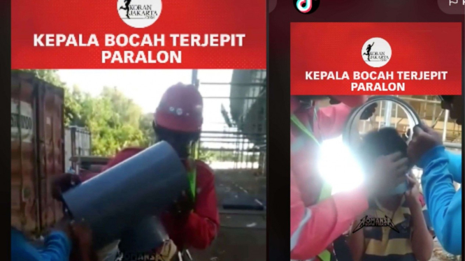 kepala Bocah Terjebak di dalam Paralon