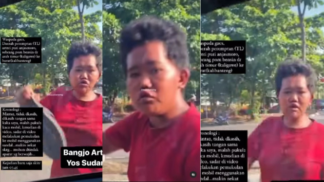 Pengemis marah dan lempar sendal ke pengendara akibat tidak diberi uang