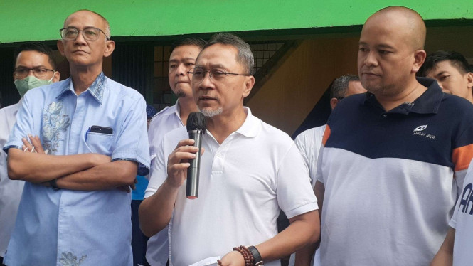 Menteri Pedagangan Zulkifli Hasan di Pasar Kramat Jati, Jakarta Timur.
