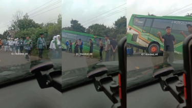Bus calon jemaah haji Merangin terperosok