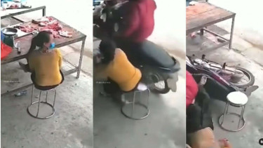 Viral pedagang daging ditubruk motor