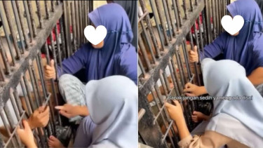 momen haru seorang anak jenguk ayahnya di sel penjara