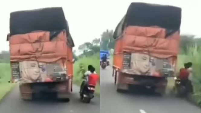 Truk senggol motor yang dikendarai bocah