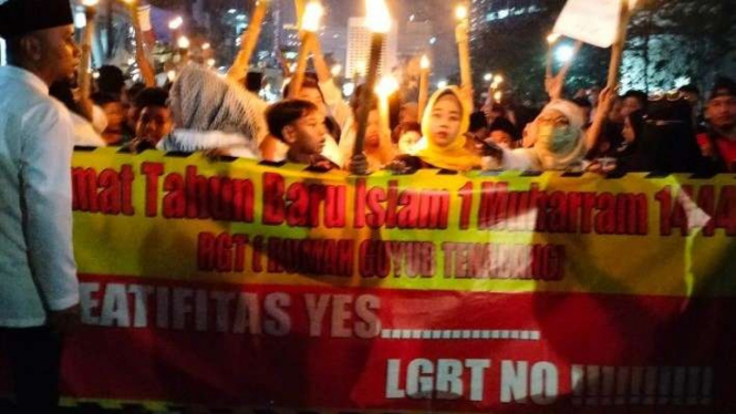 Pawai Obor Warga Tanah Abang di Kawasan Dukuh Atas